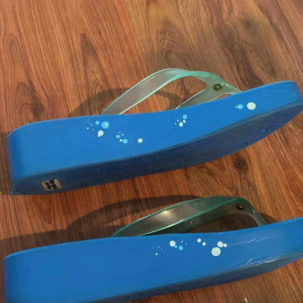 Kate Spade seas the day blue flip-flops wedge 10.5